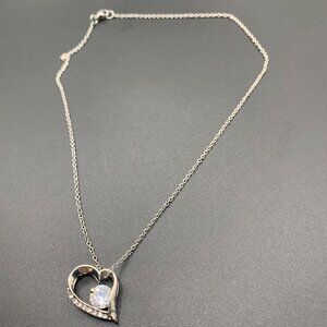 Heart Rhinestone Pendant 16" Necklace